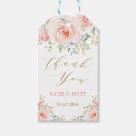 Floral Wedding Party Favors blush Gold Waterverf Cadeaulabel