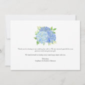 Floral Wedding Photo Blue Hydrangea Waterverf Bedankkaart (Achterkant)