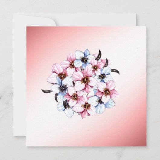 Floral Wedding Pink Kaart (Achterkant)