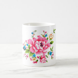 Floral Wedding Pink Peony bos bloemen Koffiemok