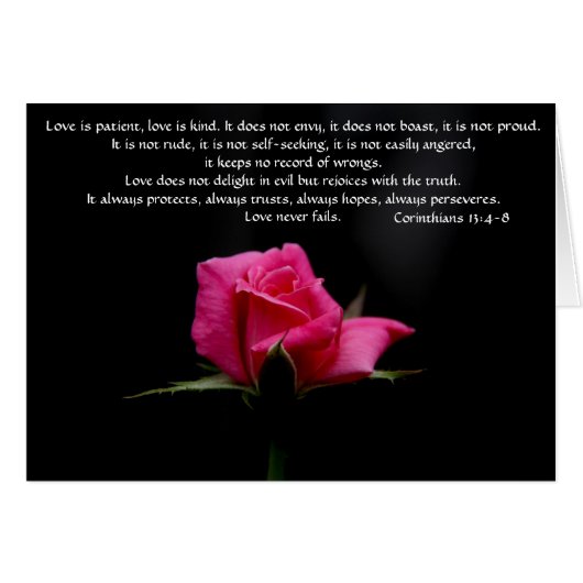 Floral Wedding Pink Rose Corinthian Verse Love (Voorkant Horizontaal)