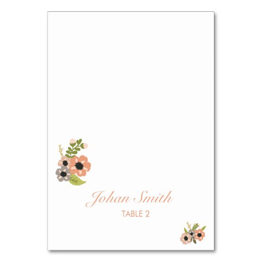 Floral Wedding Place card Kaart (Voorkant)