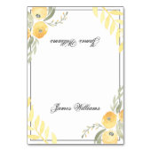 Floral Wedding Place Cards Yellow Kaart (Voorkant)