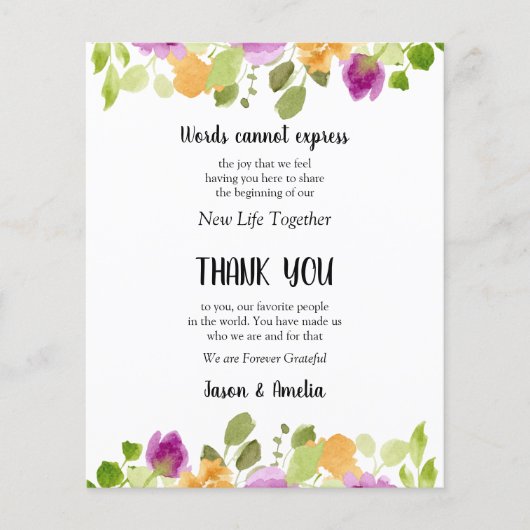 Floral Wedding Place Setting Dankuwel Flyer (Voorkant)