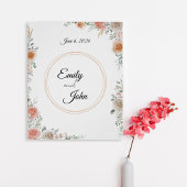Floral Wedding Poster with Names and Date