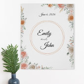 Floral Wedding Poster with Names and Date