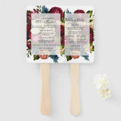 Floral Wedding Program Fan Handwaaier (Voorkant en achterkant)
