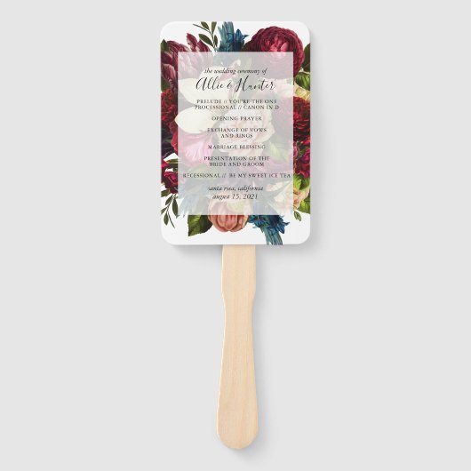 Floral Wedding Program Fan Handwaaier (Voorkant)