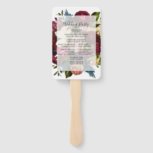 Floral Wedding Program Fan Handwaaier (Achterkant)