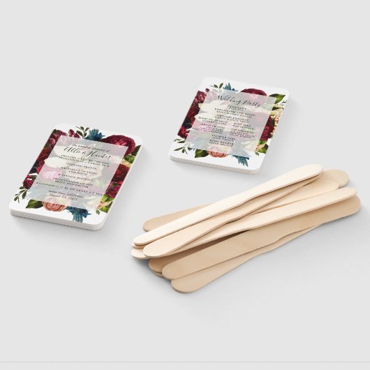 Floral Wedding Program Fan Handwaaier (Niet-gemonteerd)