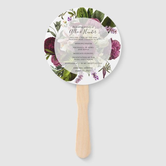 Floral Wedding Program Fan Handwaaier (Voorkant)