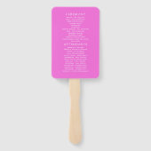 Floral Wedding Program voor hotroze Waterverf Handwaaier (Achterkant)