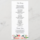 Floral Wedding Program voor Waterverf Programmakaart (Achterkant)