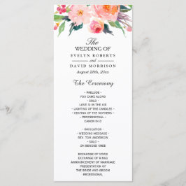 Floral Wedding Program voor Waterverf Programmakaart