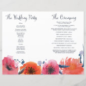 Floral Wedding Program Waterverf Navy (Achterkant)