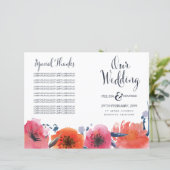 Floral Wedding Program Waterverf Navy (Staand voorkant)