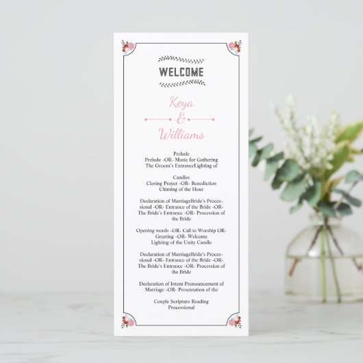 Floral Wedding Programma Sjabloon (Staand voorkant)