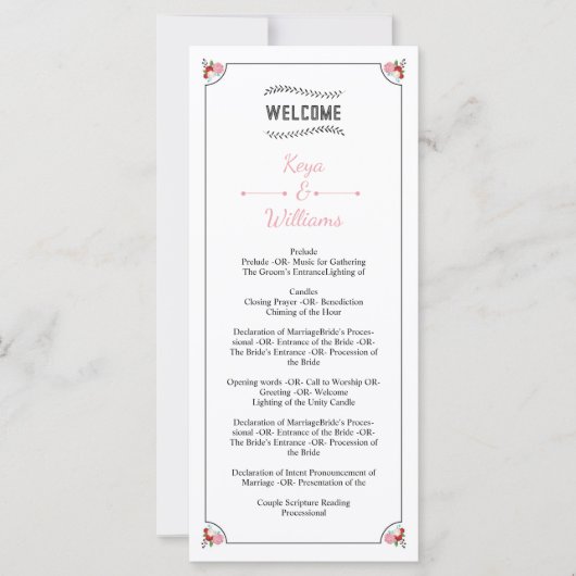 Floral Wedding Programma Sjabloon (Voorkant)