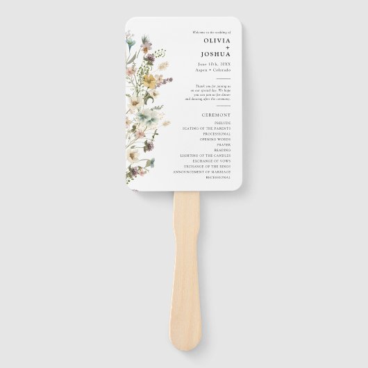 Floral Wedding Programme Handwaaier (Voorkant)