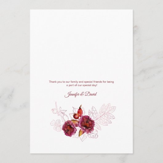 Floral Wedding Programme Programmakaart (Achterkant)