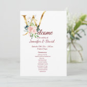 Floral Wedding Programme Programmakaart (Staand voorkant)