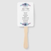 Floral Wedding Programme voor de blauwe en Paarse  Handwaaier (Voorkant)
