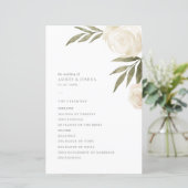 Floral Wedding Programme voor Elegant White Waterv (Staand voorkant)