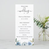 Floral Wedding Programme voor Stusty Blue Waterver Programmakaart (Staand voorkant)