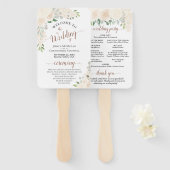 Floral Wedding Programme Waterverf Champagne Peach Handwaaier (Voorkant en achterkant)