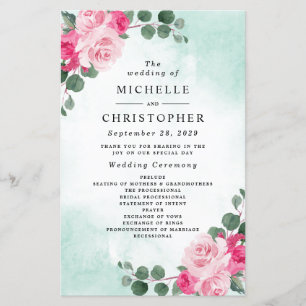 Floral Wedding Programs (programma's voor roze en