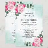 Floral Wedding Programs (programma's voor roze en  (Voorkant / Achterkant)