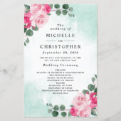 Floral Wedding Programs (programma's voor roze en  (Voorkant)