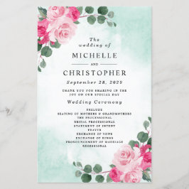 Floral Wedding Programs (programma's voor roze en 