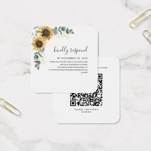 Floral Wedding QR Code RSVP Enclosure Kaart (Kantoor)