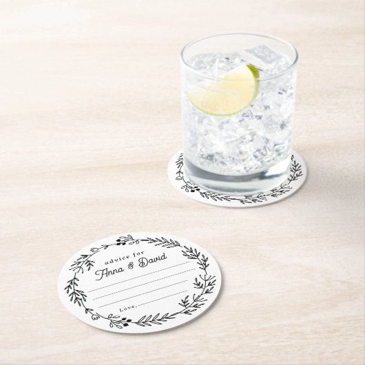 Floral Wedding Reception Advice Card Ronde Kartonnen Onderzetter (Insitu)