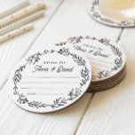 Floral Wedding Reception Advice Card Ronde Kartonnen Onderzetter<br><div class="desc">Floral Wedding Reception Advice Card - een leuke ijsbreker voor huwelijksgasten,  plaats aan receptietafels met een waterdichte pen.</div>