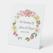 Floral Wedding Reclamebord Met Voetstuk (Voorkant)