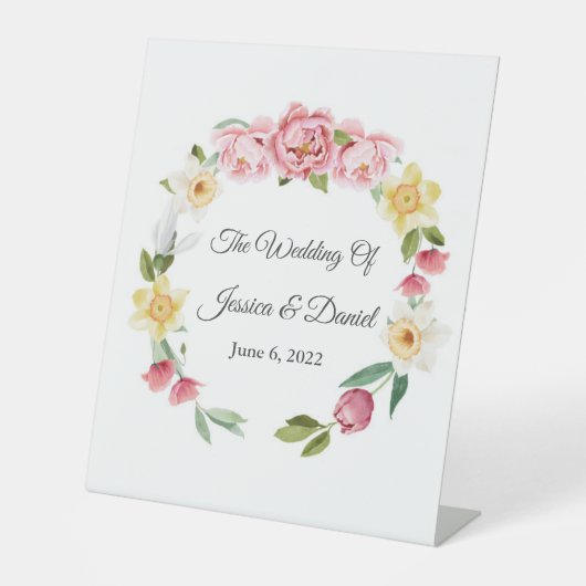 Floral Wedding Reclamebord Met Voetstuk (Voorkant)