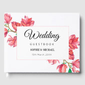 Floral Wedding Red Pink Magnolia Gastenboek (Voorkant)