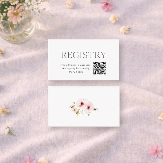 Floral Wedding Registry Insert with QR Code Informatiekaartje