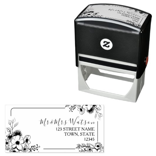 Floral Wedding Retour Adres Stamp Zelfinktende Stempel (In situ)