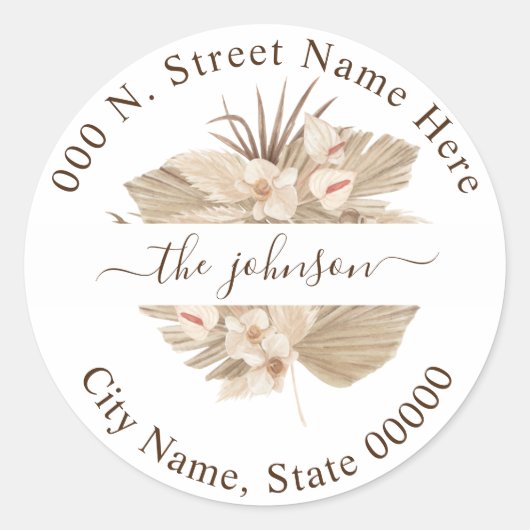 Floral Wedding Return Address Classic Sticker (Voorkant)