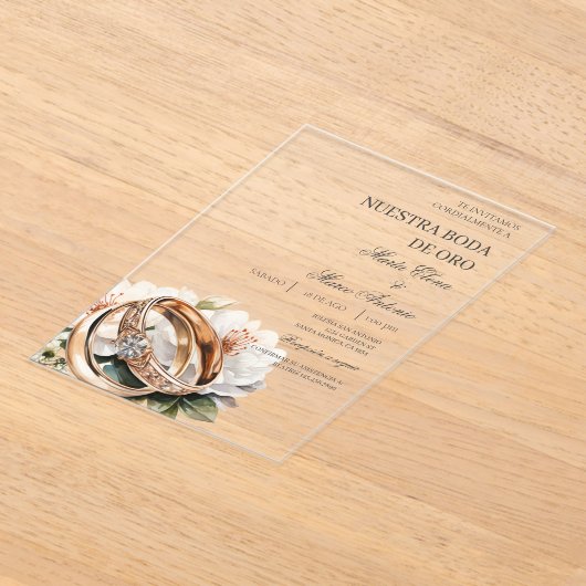 Floral wedding ring acrylic wedding acryl uitnodigingen (Laagn)