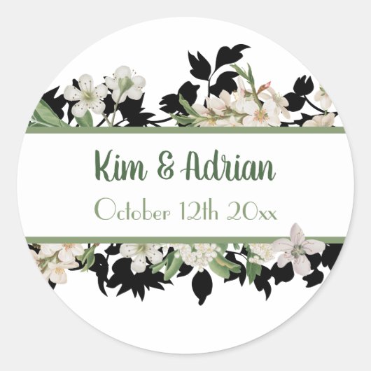 Floral Wedding Ronde Sticker (Voorkant)