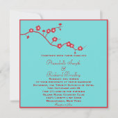 Floral Wedding rood en Turquoise Kaart (Voorkant)