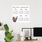 Floral Wedding "Rozen"-zitvlak. Poster (Thuiskantoor)