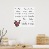 Floral Wedding "Rozen"-zitvlak. Poster (Keuken)
