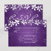 Floral Wedding RSVP Exotic Blooms Paars Kaartje (Voorkant / Achterkant)