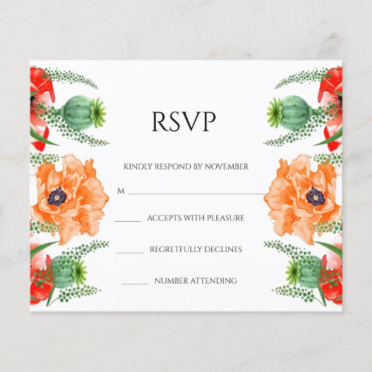 Floral Wedding RSVP Kaart Flyer (Voorkant)