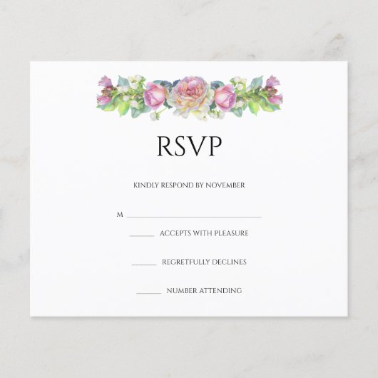 Floral Wedding RSVP Kaart Flyer (Voorkant)